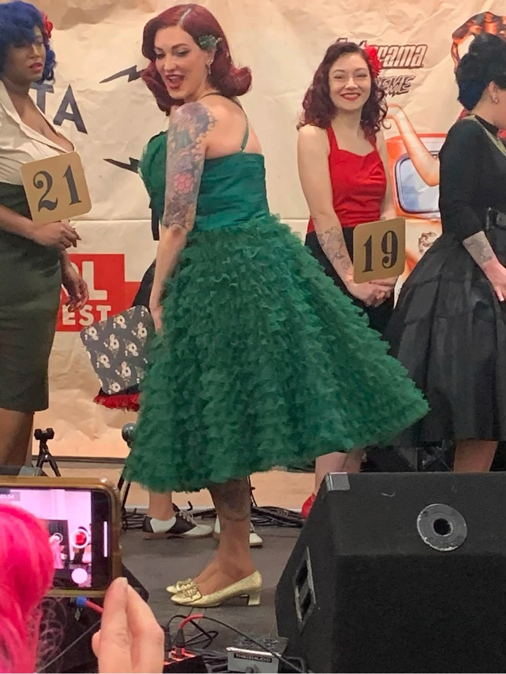 Emerald Green Ruffled Halter Tulle Party Dress
